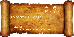 Dvorszky Teofil névjegykártya